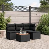 Maison Chic Seti vrtnega pohištva - Vrtna garnitura - Vrtni pohištvo set 5-delna z blazinami črn poli ratan, (21818141) | Shoptok.si
