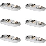 QAZQA Komplet 6 zaobljenih vgradnih reflektorjev belih GU10 70 mm 2-luči - Hubs | Shoptok.si