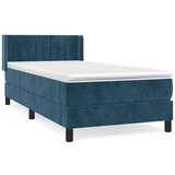 Box spring krevet s madracem tamnoplavi 90x200 cm baršunasti | shoptok.hr