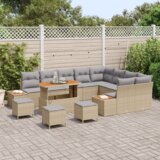 vidaXL set od 13 dijelova za vrtne sofe s jastučićima bež poli ratan akacija | shoptok.hr