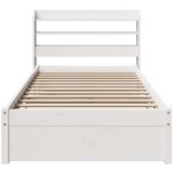 vidaXL Posteljni okvir z vzglavjem brez vzmetnice bel 100x200 cm | Shoptok.si