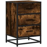 vidaXL Nočna omarica dimljeni hrast 40x34,5x60 cm inž. les in kovina | Shoptok.si