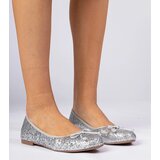 Gemre Silver women's glitter ballet flats with a bow Vellas | Shoptok.si