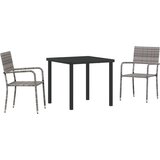 vidaXL 3-delni vrtni jedilni set siva poli ratan | Shoptok.si