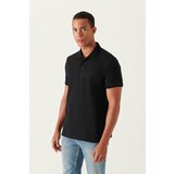 Avva Men's Black 100% Egyptian Cotton Standard Fit Normal Cut 3 Button Polo Neck T-shirt Cene