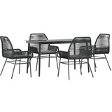 vidaXL 5-dijelni vrtni blagovaonski set s jastucima od crnog | shoptok.hr