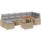 vidaXL 8-dijelni vrtni sofa set s jastučićima bež poli ratan, 2-sjedni vrtni sofa s pohranom i jastučićima bež poli ratan | shoptok.hr