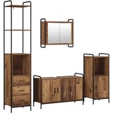  Set ormarića za kupaonicu 4 kom. Staro drvo 40 x 36 x 200 5 cm - Staro drvo Ormar ispod sudopera (3 vrata) + viseći ormar + kupa | shoptok.hr