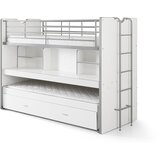Vipack Bijeli dječji krevet na kat/s dodatnim ležajem s prostorom za odlaganje s podnicom 90x200 cm Bonny – | shoptok.hr