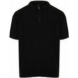 Trendyol Black Regular Fit Openwork Zippered Knitwear Polo Collar T-Shirt cene