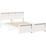 vidaXL Konstrukcija postelje Bela 150 x 200 cm Trdna borovina | Shoptok.si