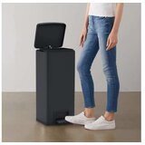  Kanta za otpad s papučicom 30 L crna od nehrđajućeg čelika | shoptok.hr