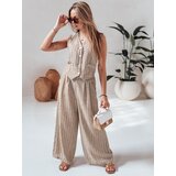 DStreet Spodnie damskie wide leg w paski MODERESS brązowe | Shoptok.si