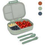 Klarstein Bunko, škatla za malico, 3 predelki, 3-delni jedilni pribor Mere: približno 21 x 14,5 x 5,5 cm (Š x V x G) | Shoptok.si