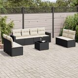  9-dijelni set vrtnih sofa s jastucima crni od poliratana | shoptok.hr