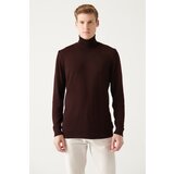 Avva Men's Burgundy Full Turtleneck Wool Blended Standard Fit Normal Cut Knitwear Sweater Cene