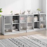  Regal za knjige s vratima siva boja hrasta 204x37x75 cm drveni | shoptok.hr