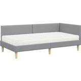  Kutni krevetni okvir s madracem 2 pcs Svijetlo siva tkanina | shoptok.hr