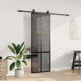  Klizna vrata s priborom crna 76 x 205 cm kaljeno staklo | shoptok.hr