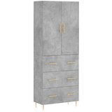 Maison Chic Visoka Komoda - Predalnik betonsko siva 69,5x34x180 cm inženirski les, (21721690) | Shoptok.si