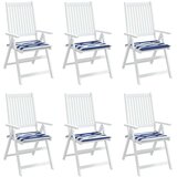  Jastuci za vrtne stolice 6 kom plavo-bijeli 50x50x4 cm tkanina | shoptok.hr