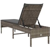  Ležaljka s jastukom siva 55x200x44 cm poli ratan | Shoptok.si
