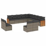 Maison Chic Seti vrtnega pohištva - Vrtna garnitura - Vrtni pohištvo set 13-delna z blazinami siv poli ratan, (21811164) | Shoptok.si