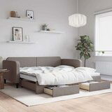 vidaXL Izvlečna dnevna postelja s predali taupe 100x200 cm blago, (20936454) | Shoptok.si
