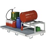 eurokraft pro Jeklena prestrezna kadica z robnimi profili, za 1 sod po 200 l, oranžne barve RAL 2000 | Shoptok.si