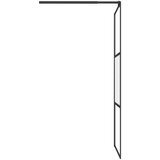 Pregrada za tuš s policom crna 80 x 195 cm s mutnim staklom ESG | shoptok.hr