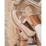Resti Eco-suede moccasins with gold decoration in beige Zaffix- Footwear | Shoptok.si