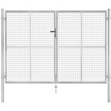 vidaXL Vrtna vrata pocinkano jeklo 306x225 cm srebrna | Shoptok.si
