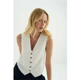 Laluvia White Harvey Buttoned Masculine Women's Vest