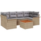  Set Vrtnog Namještaja od 7 Dijelova s Jastucima Bež Poli Ratan Akacija Dvosjed Vrtna Sofa s Pohranom i Jastucima Bež Poli Ratan | shoptok.hr