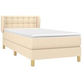  Box spring postelja z vzmetnico krem 90x200 cm blago, (20726837) | Shoptok.si