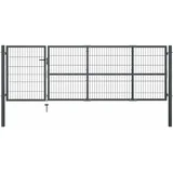 Vrtna vrata sa stupovima Čelik 350x100 cm Antracit