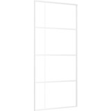 Furnova Drsna vrata ESG steklo in aluminij 90x205 cm bela, (21944724) | Shoptok.si