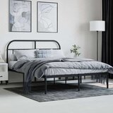 vidaXL Kovinski posteljni okvir z vzglavjem črn 135x190 cm | Shoptok.si