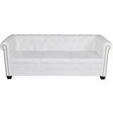 vidaXL Chesterfield kavč dvosed in trosed um. usnje bele barve | Shoptok.si