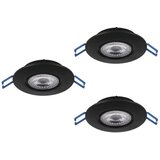 Eglo 300188 - komplet 3x led ugradnih plafonskih svetala gedrez LED/4,9W/230V prečnik 9 cm crna | Eponuda.com