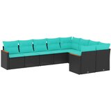 vidaXL 9-delni vrtni komplet sedežnih garnitur z blazinami črne barve poli ratan, (5000294332) | Shoptok.si