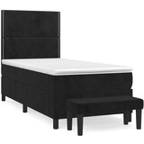  The Living Store Box spring postelja z vzmetnico črn 90x190 cm žamet - Box Spring Postelja, (21488212) | Shoptok.si