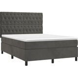  box spring s madracem LED tamnosivi 140x190 cm baršun | shoptok.hr