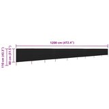  Vjetrobran s 9 panela od tkanine 1200 x 80 cm crni | Eponuda.com