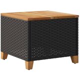 vidaXL Vrtni stol crni 45 x 45 x 37 cm od poliratana i bagremovog drva | shoptok.hr