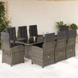 vidaXL vrtna jedilna garnitura 9-delna z blazinami siv poli ratan | Shoptok.si