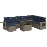  9-dijelni set vrtnih sofa poliratan i bagrem s jastucima sivi | shoptok.hr