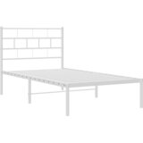  Metalni okvir za krevet s uzglavljem bijeli 100x200 cm | shoptok.hr