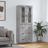 vidaXL Visoka komoda betonsko siva 69,5x34x180 cm inženirski les | Shoptok.si