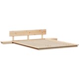vidaXL Posteljni okvir z nočnimi omaricami 150x200cm iz trdnega lesa | Shoptok.si